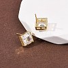 Brass Micro Pave Clear Cubic Zirconia Stud Earrings EJEW-C174-02B-G-3