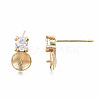 Brass Micro Pave Clear Cubic Zirconia Stud Earring Findings X-KK-T056-122G-NF-2