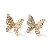 Clear Cubic Zirconia Butterfly Stud Earrings EJEW-F281-07G-1