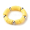 4Pcs 4 Color Handmade Polymer Clay Heishi Beads Finger Ring for Women RJEW-JR00425-4