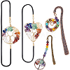 BENECREAT 4Pcs 4 Style Chakra Gemstone Bead Dangling Bookmarks AJEW-BC0003-22-1