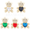 10Pcs 5 Colors Rack Plating Brass Micro Pave Clear Cubic Zirconia Connector Charms KK-BBC0018-18-1