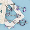 6 Styles 316L Surgical Stainless Steel Cubic Zirconia Nipple Nail Ring Sets WGE45DD-07-1
