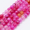 Faceted Natural Agate Beads Strands G-F561-6mm-D03-1