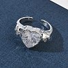 Brass Pave Cubic Zirconia Cuff Open Rings for Women RJEW-L343-08P-01-2