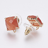 Faceted Glass Stud Earring Findings GLAA-F084-C-3