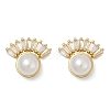 Fan Brass Micro Pave Clear Cubic Zirconia Clip-on Earrings EJEW-H154-12G-4