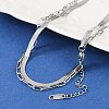 Non-Tarnish 304 Stainless Steel Paperclip & Herringbone Chains Double Layer Necklace for Men Women LS-NJEW-E046-01P-3
