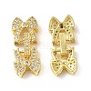 Rack Plating Brass Micro Pave Clear Cubic Zirconia Fold Over Clasps KK-G448-03G-2