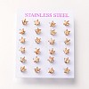 Lady's 304 Stainless Steel Pave Cubic Zirconia Star Ear Studs X-EJEW-L094-8mm-05-3