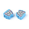 Printed Handmade Polymer Clay Beads CLAY-T022-13-2