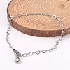 304 Stainless Steel Heart Link Chains Anklets AJEW-AN00136-1