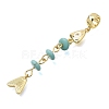 Brass Pave Cubic Zirconia Clear Cubic Zirconia & Synthetic Turquoise & Enamel European Dangle Charms GG-CBA3401-01G-B02-2