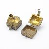 Brass Prayer Box Pendants KK-F722-16C-RS-3
