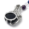 Natural Obsidian & Brass Cheetah Keychain KEYC-H019-01P-02-2