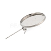 304 Stainless Steel Brooch Cabochon Settings STAS-E547-08F-P-3