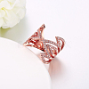 Adjustable Brass Cubic Zirconia Hollow Flower Finger Rings For Party RJEW-BB16270-RG-6