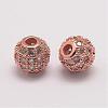 Brass Micro Pave Cubic Zirconia Beads ZIRC-E110-03RG-1
