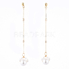 Shell Pearl Dangle Stud Earrings EJEW-JE04137-01-1