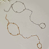 2Pcs 2 Colors Alloy Satellite Chains Finger Ring Bracelets for Women BJEW-CY0001-09-7