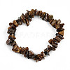 Unisex Chip Natural Tiger Eye Beaded Stretch Bracelets X-BJEW-S143-02-3