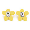 Crystal Rhinestone Flower Stud Earrings with 925 Sterling Silver Pins for Women MACR-275-035B-2
