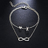 Alloy Infinity Heart Initial Charm Double Layer Anklets for Women FS-WG74AE6-24-1