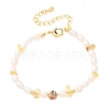 Natural Lemon Quartz(Heated) Chip and Rice Natural Pearl Beaded Bracelets GG-CBA3297-13G-B-4