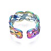 304 Stainless Steel Wave Wrapped Cuff Ring RJEW-N038-066-4