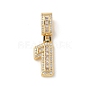 Brass Clear Cubic Zirconia European Dangle Charms KK-R003-01G-01-2