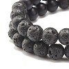 2Pcs 2 Color Natural Lava Rock & Synthetic Black Stone Stretch Bracelets Set with Buddha Head BJEW-JB07707-6