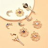 10Pcs 10 Styles Zinc Alloy with Glass Rhinestone Pendants FIND-YW0004-27-1