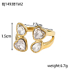 304 Stainless Steel Pave Cubic Zirconia Cuff Bangles for Women STAS-OY012-37G-6