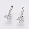 Brass Micro Pave Cubic Zirconia Hoop Earring Findings with Latch Back Closure ZIRC-K075-37P-1