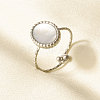 304 Stainless Steel with Natural Shell Cuff Open Rings for Women LS-IP2292-1-1