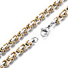 Ion Plating(IP) Two Tone 201 Stainless Steel Byzantine Chain Bracelet for Men Women BJEW-S057-95B-3