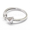 Adjustable Rhodium Plated 925 Sterling Silver Cuff Finger Ring Components STER-I016-042P-2