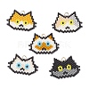 5Pcs 5 Colors Handmade Glass Seed Beaded Cat Head Shape Pendants PALLOY-MZ00933-1