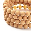 Natural Wood Wrap Bracelet with Synthetic Hematite BJEW-JB07931-8