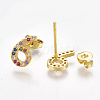 (Jewelry Parties Factory Sale)Brass Micro Pave Cubic Zirconia(Random Mixed Color) Ear Studs EJEW-S201-96-2