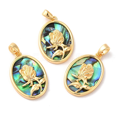 Brass Oval Pendants KK-I703-05A-G-1