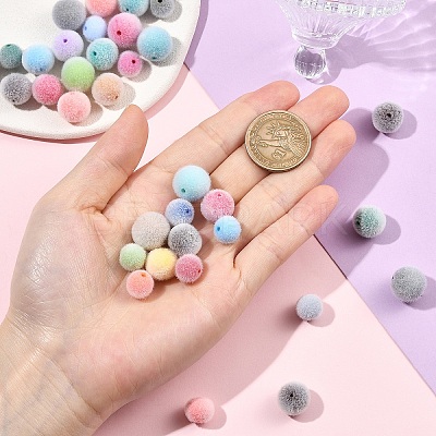 30Pcs Flocky Opaque Acrylic Beads OACR-YW0004-38A-1