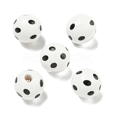 Printed Wood European Beads WOOD-G022-18A-1