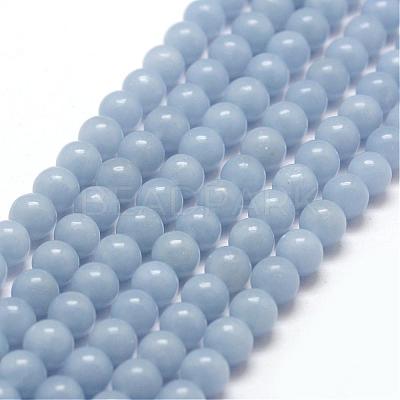 Natural Angelite Beads Strands G-P217-31-6mm-1