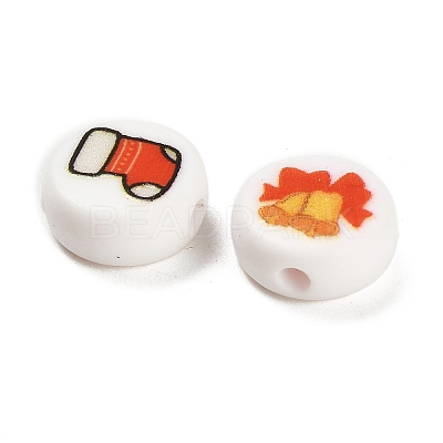 Christmas Theme Printed Opaque Acrylic Beads OACR-R004-01O-1