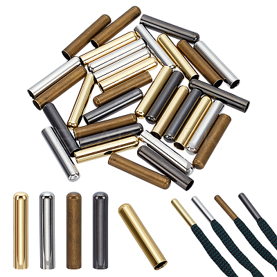 32Pcs 4 Colors Brass Cord Ends AJEW-LP0001-01-1