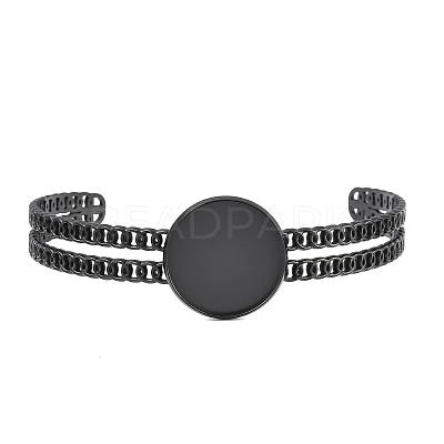 304 Stainless Steel Blank Cuff Bangle Bases with Flat Round Tray SA-CBA82C8-05C-EB-1