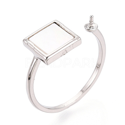 Square Brass & Shell Cup Peg Ring Settings KK-N274-28P-1