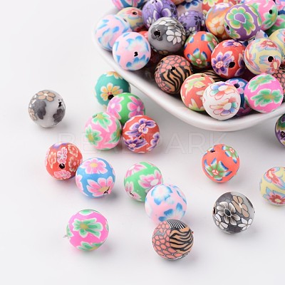 Handmade Polymer Clay Beads FM12mmY-1