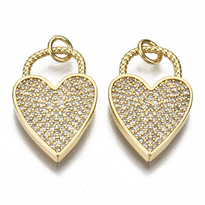Brass Micro Pave Clear Cubic Zirconia Pendants ZIRC-S067-066-NF-1